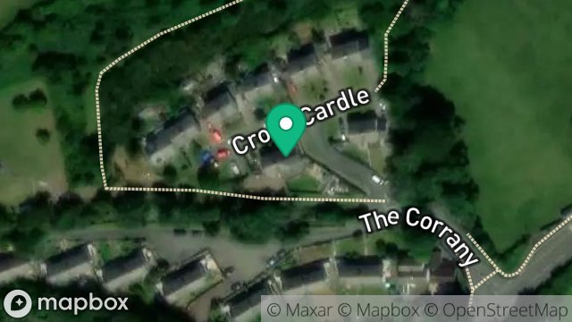 Map showing 15, CRONK CARDLE, CORONY, RAMSEY, ISLE OF MAN, IM7 1ET