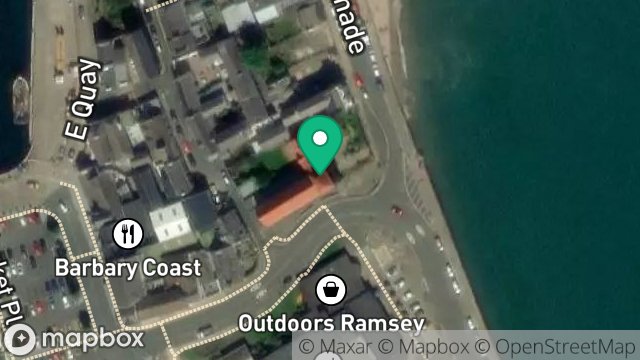 Map showing OUR LADY STAR OF THE SEAS AND ST MAUGHOLD, QUEENS PROMENADE, RAMSEY, ISLE OF MAN, IM8 1BH
