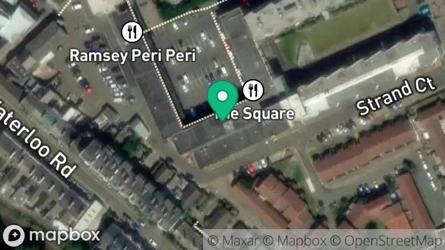Map showing TESCO EXPRESS, 1A, ST. PAULS SQUARE, RAMSEY, ISLE OF MAN, IM8 1LE