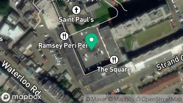 Map showing CAR PARK, ST PAULS SQUARE, RAMSEY, ISLE OF MAN, IM8 1LE