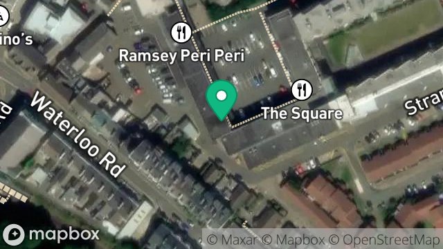 Map showing SHOP 1, ST PAULS SQUARE, RAMSEY, ISLE OF MAN, IM8 1LE