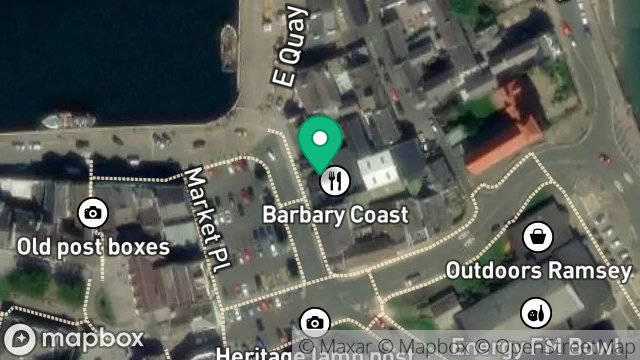 Map showing ISLE OF MAN BREWERIES, ROYAL GEORGE HOTEL 10-12, MARKET PLACE EAST, RAMSEY, ISLE OF MAN, IM8 1JY