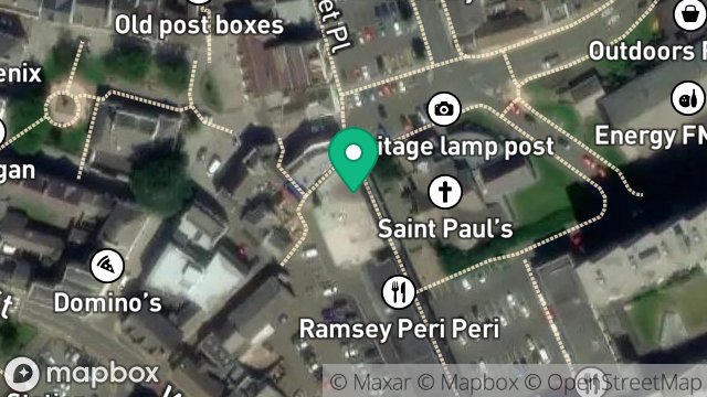 Map showing SHOP UNIT 3, CHURCH WALK, ST PAULS SQUARE, RAMSEY, ISLE OF MAN, IM8 1LA