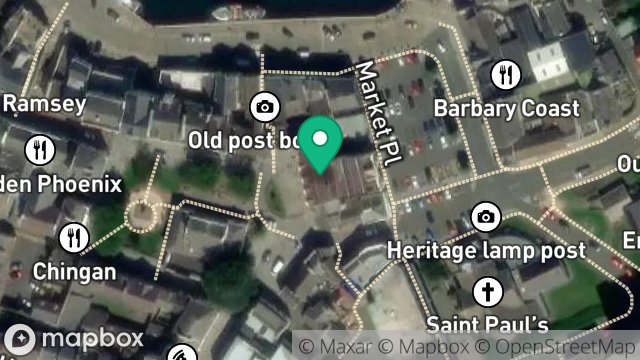 Map showing FELTONS IRONMONGERS, SADDLE BUILDINGS, PARLIAMENT STREET, RAMSEY, ISLE OF MAN, IM8 1AP