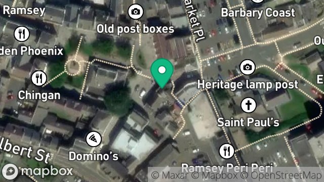 Map showing 1 BOURNE PLAICE, 1, BOURNE PLACE, RAMSEY, ISLE OF MAN, IM8 1JW