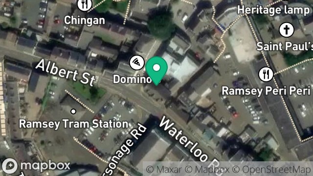 Map showing ISLE OF MAN BREWERIES, BRITANNIA HOTEL, 1, WATERLOO ROAD, RAMSEY, ISLE OF MAN, IM8 1DR