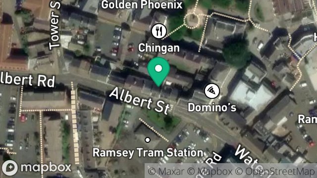 Map showing SHOP, 4, ALBERT STREET, RAMSEY, ISLE OF MAN, IM8 1JF