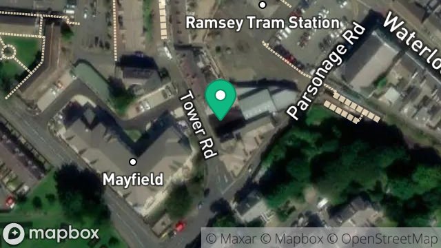 Map showing SURGERY AND GARAGE, TOWER ROAD, RAMSEY, ISLE OF MAN, IM8 2EA