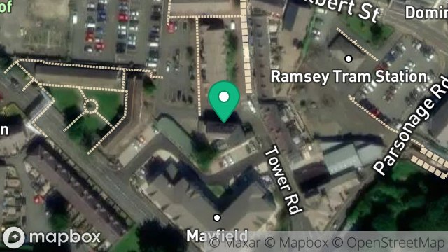 Map showing GROUND FLOOR FLAT, TOWER HOUSE, TOWER ROAD, RAMSEY, ISLE OF MAN, IM8 2EA