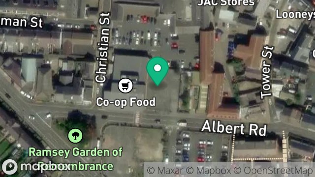 Map showing OLD CATHOLIC SCHOOL SITE, ALBERT ROAD, RAMSEY, ISLE OF MAN, IM8 1DG