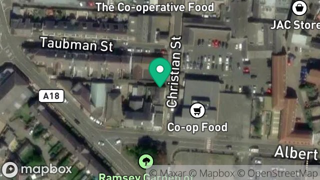 Map showing 2, CHRISTIAN STREET, RAMSEY, ISLE OF MAN, IM8 1DG