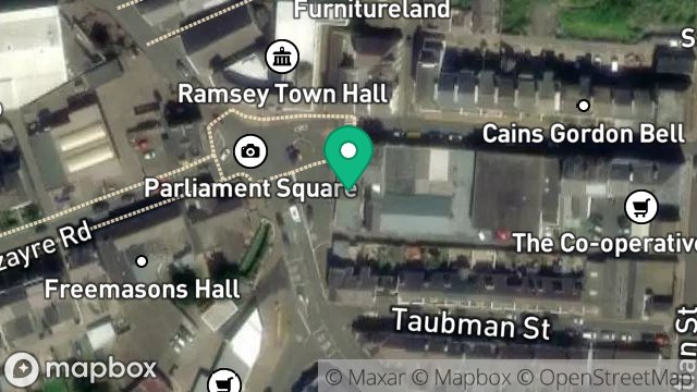 Map showing LYNDLEY DAIRY SHOP, 3-4, PARLIAMENT SQUARE, RAMSEY, ISLE OF MAN, IM8 1AH