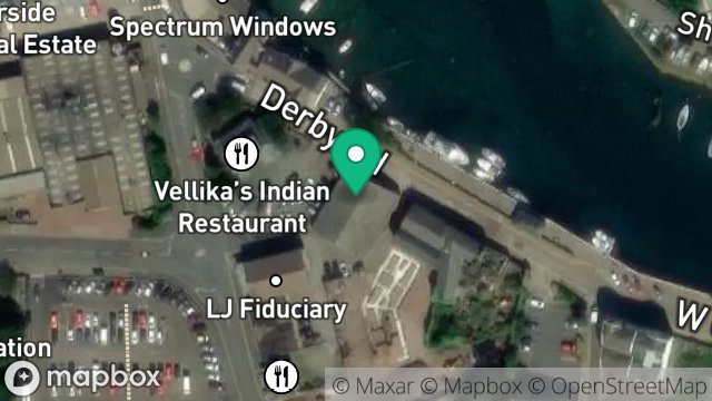 Map showing SHOWROOM GARAGE, DERBY ROAD, RAMSEY, ISLE OF MAN, IM8 1DA