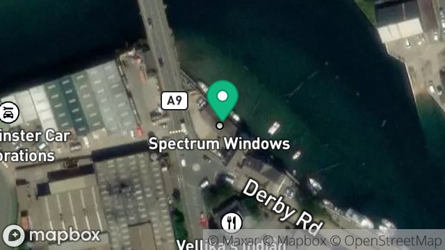 Map showing THE SHOWROOMS, DERBY ROAD, RAMSEY, ISLE OF MAN, IM8 1DA