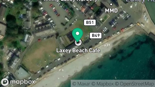 Map showing CAFE, THE PROMENADE, LAXEY, ISLE OF MAN, IM4 7DD