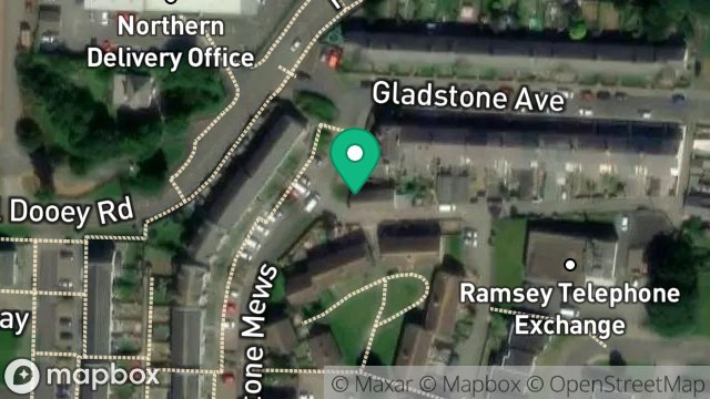 Map showing GARAGE, GLADSTONE HOUSE, GLADSTONE AVENUE, RAMSEY, ISLE OF MAN, IM8 2LE