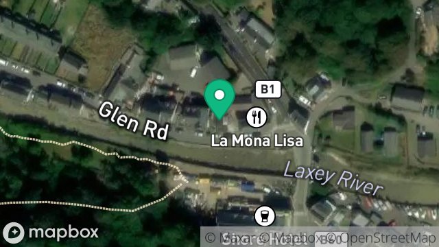 Map showing OLD CURIOSITY SHOP, GLEN ROAD, LAXEY, ISLE OF MAN, IM4 7AB