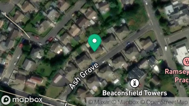 Map showing 16, ASH GROVE, RAMSEY, ISLE OF MAN, IM8 3HT