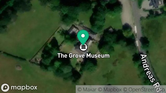 Map showing THE GROVE MUSEUM, ANDREAS ROAD, RAMSEY, ISLE OF MAN, IM8 3UA