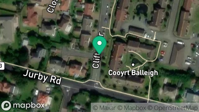 Map showing STREET BLPU, REAYRT NY SLEITYN, RAMSEY, ISLE OF MAN, IM8 3NY
