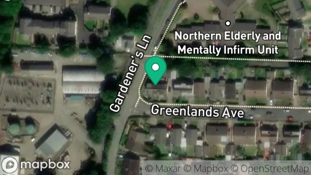 Map showing 1, GREENLANDS AVENUE, RAMSEY, ISLE OF MAN, IM8 2PP