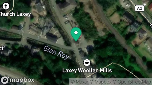 Map showing LAXEY WOOLEN MILLS, GLEN ROAD, LAXEY, ISLE OF MAN, IM4 7AR