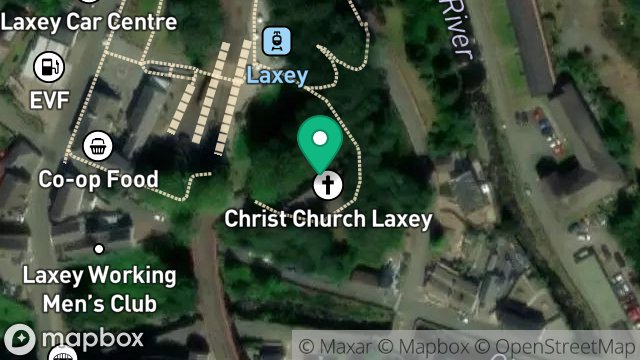 Map showing CHRIST CHURCH, CHURCH HILL, LAXEY, ISLE OF MAN, IM4 7AX