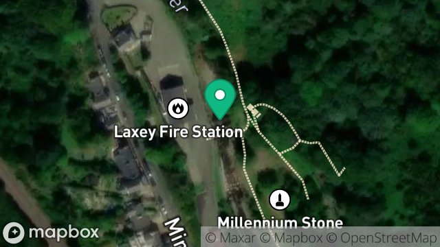 Map showing LAXEY RIVER WEIR OPPOSITE, NEW FIRE STATION, MINES ROAD, LAXEY, ISLE OF MAN, IM4 7NJ