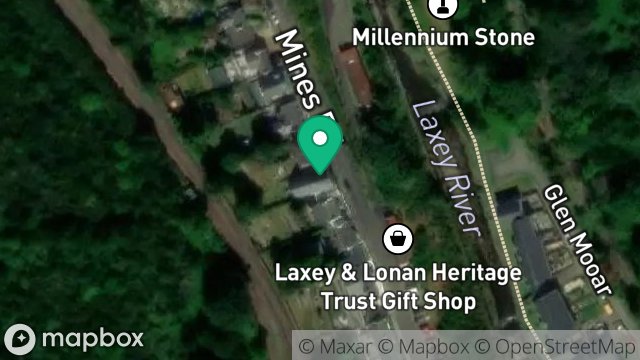 Map showing WORKSHOP, 25, MINES ROAD, LAXEY, ISLE OF MAN, IM4 7NH