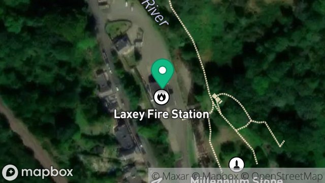 Map showing ISLE OF MAN FIRE & RESCUE SERVICE, FIRE STATION, MINES ROAD, LAXEY, ISLE OF MAN, IM4 7NJ