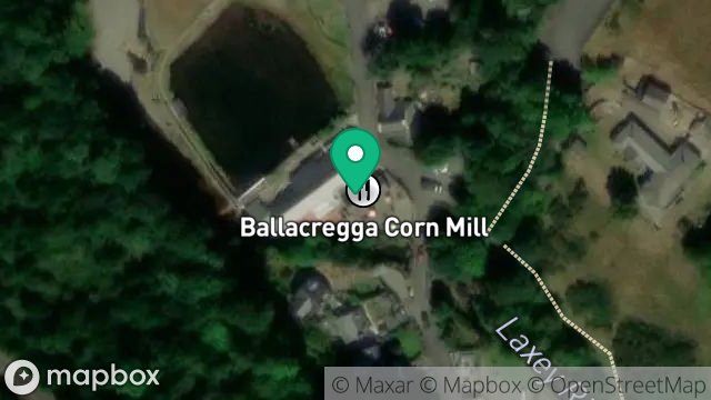 Map showing BALLACREGGA CORN MILL, MINES ROAD, LAXEY, ISLE OF MAN, IM4 7NL