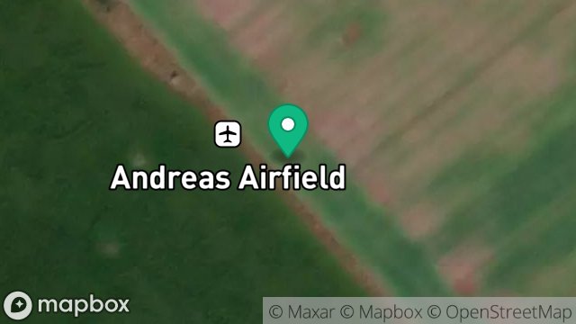 Map showing ANDREAS AIRFIELD, ACCESS TO MANX TRELECOM ANDREAS AIRFIELD FROM WEST KIMMERAGH ROAD, BRAUST, ANDREAS, ISLE OF MAN, IM7 4ES