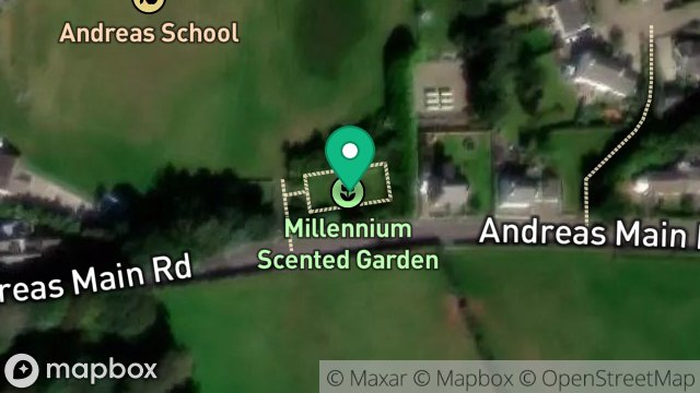 Map showing ANDREAS VILLAGE MILLENNIUM GARDEN, ANDREAS VILLAGE, ISLE OF MAN, IM7 4EZ