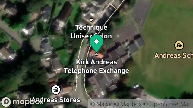 Map showing TELEPHONE EXCHANGE & LAND, BRIDE ROAD, ANDREAS, ISLE OF MAN, IM7 4EZ