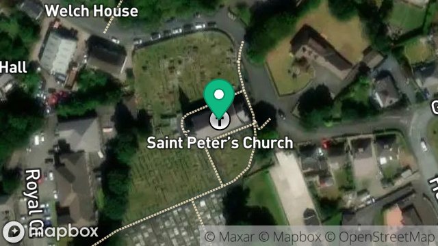 Map showing ST PETER'S CHURCH, CHURCH ROAD, ONCHAN, ISLE OF MAN, IM3 1BF