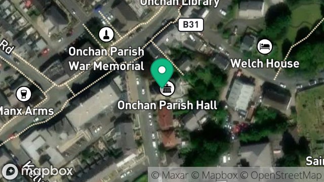 Map showing ONCHAN VILLAGE HALL, ROYAL AVENUE, ONCHAN, ISLE OF MAN, IM3 1LJ