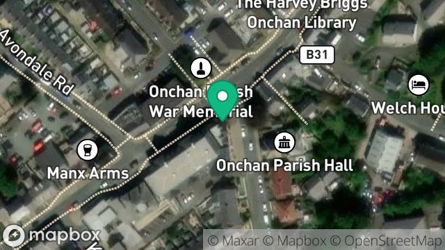 Map showing FLAT 2, ROYAL BUILDINGS, MAIN ROAD, ONCHAN, ISLE OF MAN, IM3 1AP