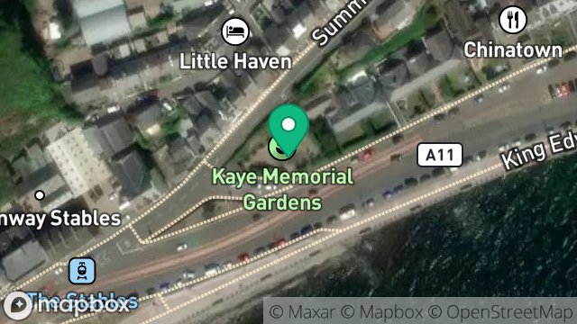 Map showing KAYE MEMORIAL GARDEN, STRATHALLAN CRESCENT, DOUGLAS, ISLE OF MAN, IM2 4NR