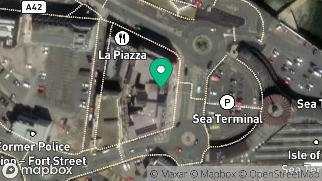 Map showing PEVERIL BUILDING, PEVERIL SQUARE, DOUGLAS, ISLE OF MAN, IM1 2BS