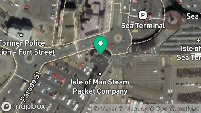 Map showing ISLE OF MAN GOVERNMENT, MANX INDUSTRIAL RELATIONS SERVICE, IMPERIAL BUILDINGS, BATH PLACE, DOUGLAS, ISLE OF MAN, IM1 2BY