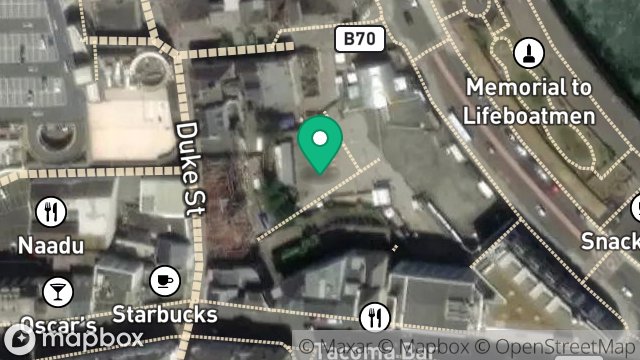 Map showing VILLIERS SQUARE, FORT STREET, DOUGLAS, ISLE OF MAN, IM1 2AX