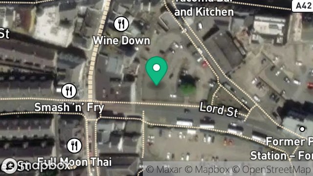 Map showing CAR PARK ADJACENT MUCKLES GATE, LORD STREET, DOUGLAS, ISLE OF MAN, IM1 2BD