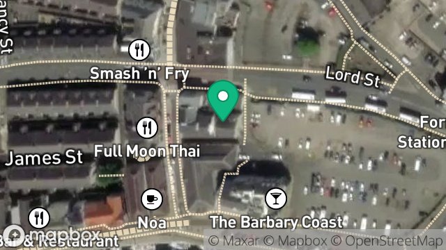 Map showing ALBERT HOTEL, CHAPEL ROW, DOUGLAS, ISLE OF MAN, IM1 2BJ