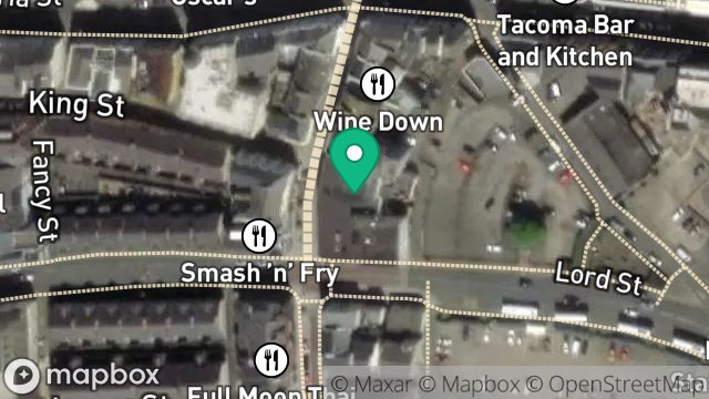 Map showing OLD TOP SHOP BUILDING, DUKE STREET, DOUGLAS, ISLE OF MAN, IM1 2AY