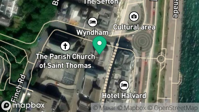 Map showing FLAT 1, ST THOMAS WALK, DOUGLAS, ISLE OF MAN, IM1 2HF
