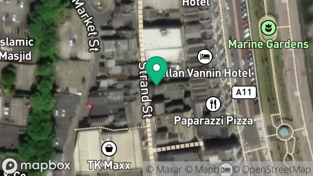 Map showing GAME STORES GROUP LTD, 56, STRAND STREET, DOUGLAS, ISLE OF MAN, IM1 2EL