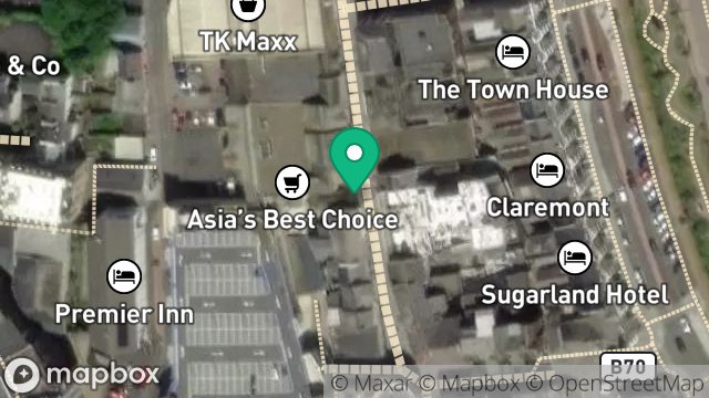 Map showing THORNTONS PLC, 19, STRAND STREET, DOUGLAS, ISLE OF MAN, IM1 2ED