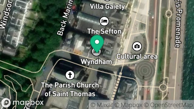 Map showing FLAT 1, WYNDHAM, 1, CHURCH ROAD MARINA, DOUGLAS, ISLE OF MAN, IM1 2HQ
