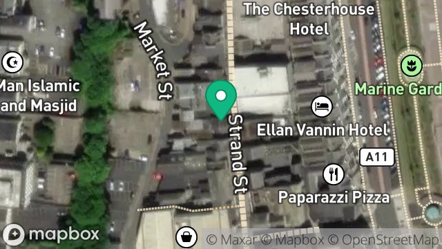 Map showing OASIS SANDWICH BAR, 61, STRAND STREET, DOUGLAS, ISLE OF MAN, IM1 2EN
