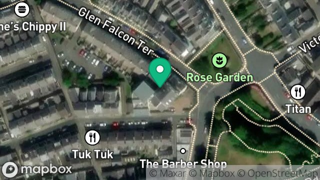 Map showing BREWERY AND PREMISES, GLEN FALCON ROAD, DOUGLAS, ISLE OF MAN, IM2 3HR